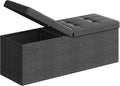 Dark Gray Foldable Storage Ottoman Bench