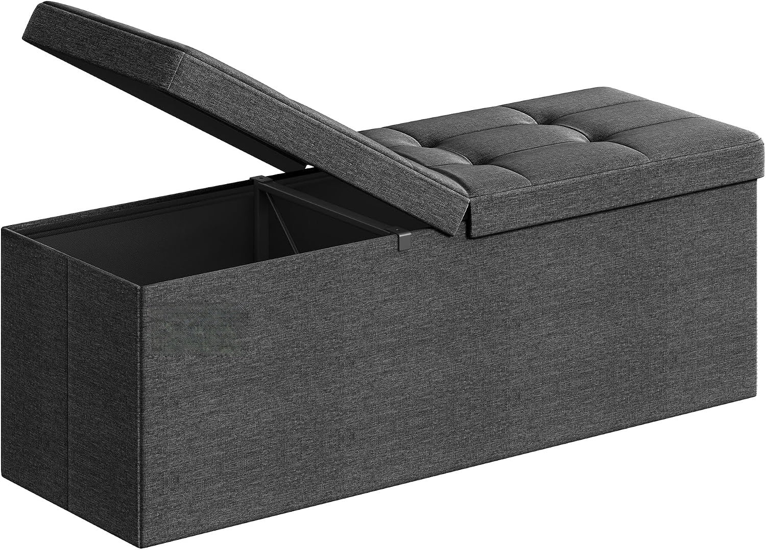 Dark Gray Foldable Storage Ottoman Bench