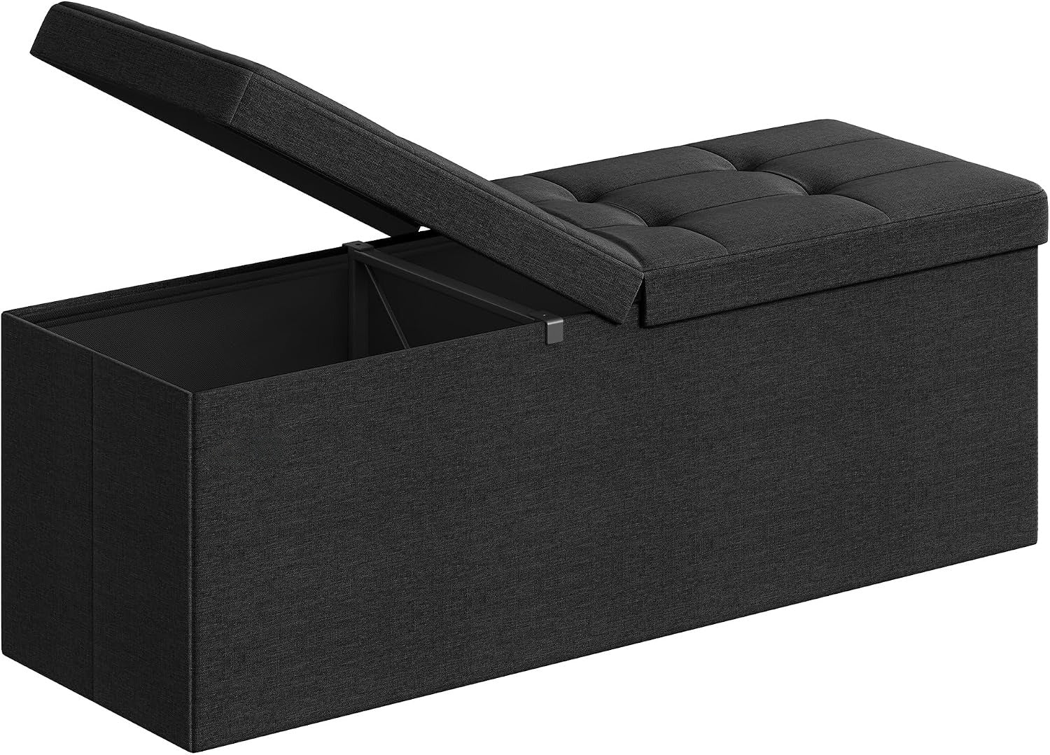 Ink Black Foldable Storage Ottoman Bench