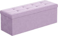 Light Lilac Foldable Storage Ottoman Bench