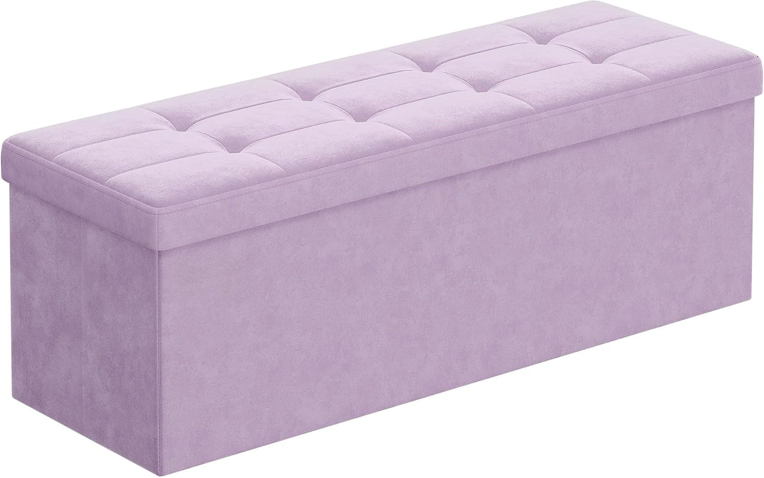 Light Lilac Foldable Storage Ottoman Bench