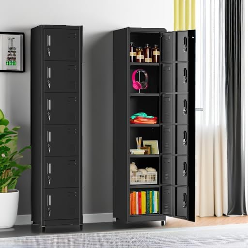 Black Six-Door Metal Employee Storage Locker