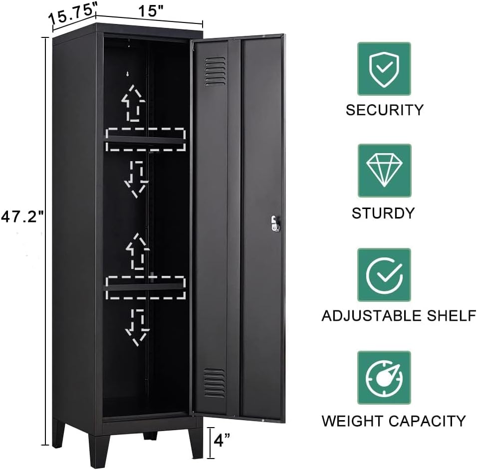 Black Single Door Metal Storage Locker
