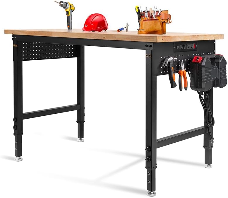 Adjustable Rubberwood Garage Workbench