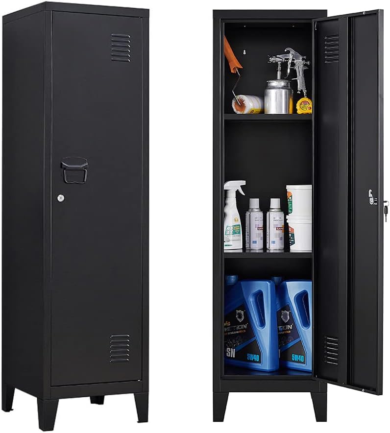 Black Single Door Metal Storage Locker