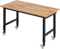 Rolling Oak Adjustable Garage Workbench
