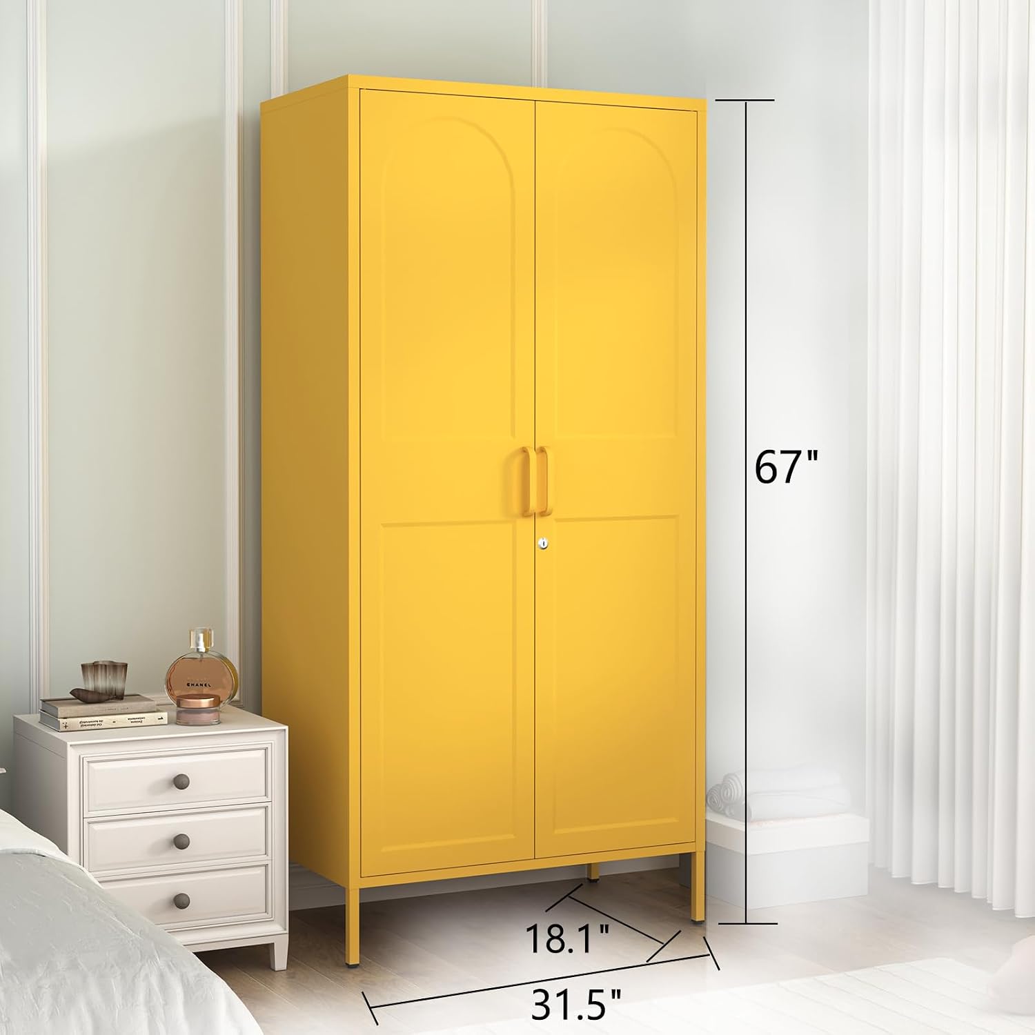 Yellow Lockable Steel Clothing Wardrobe Locker