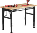 48x24 Inch Rubber Wood Top Heavy Duty Adjustable Workbench