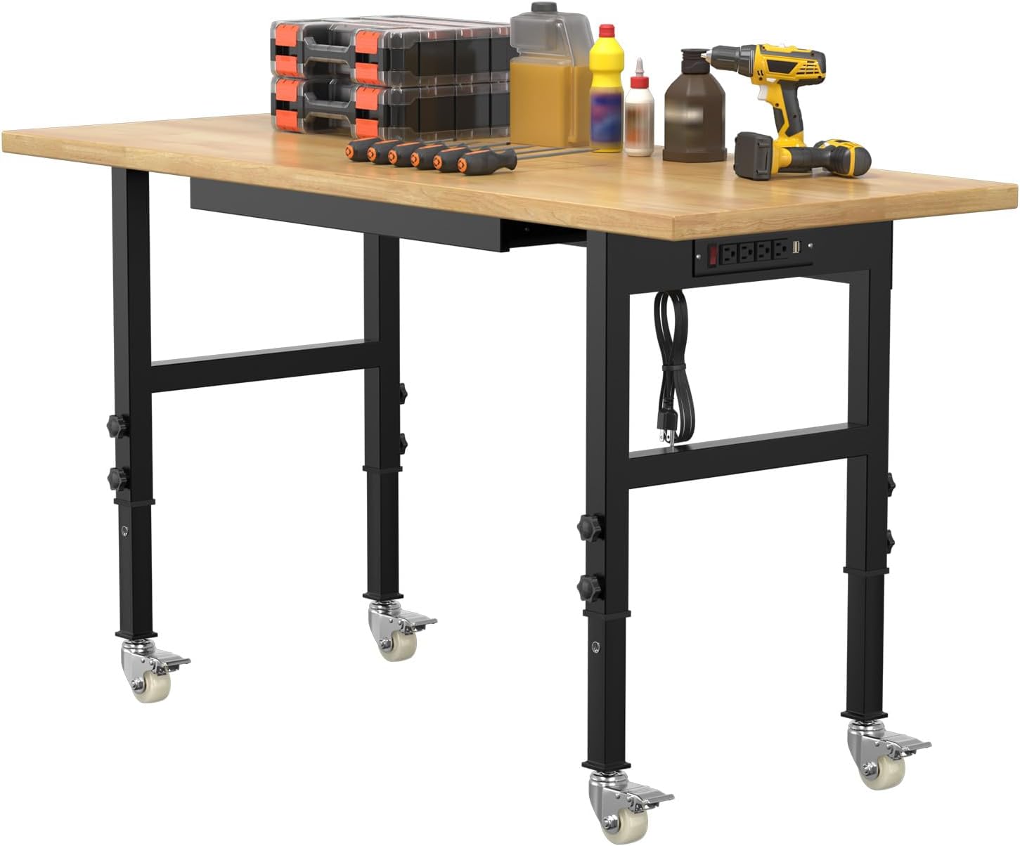 60 Inch Heavy Duty Rolling Hardwood Workbench
