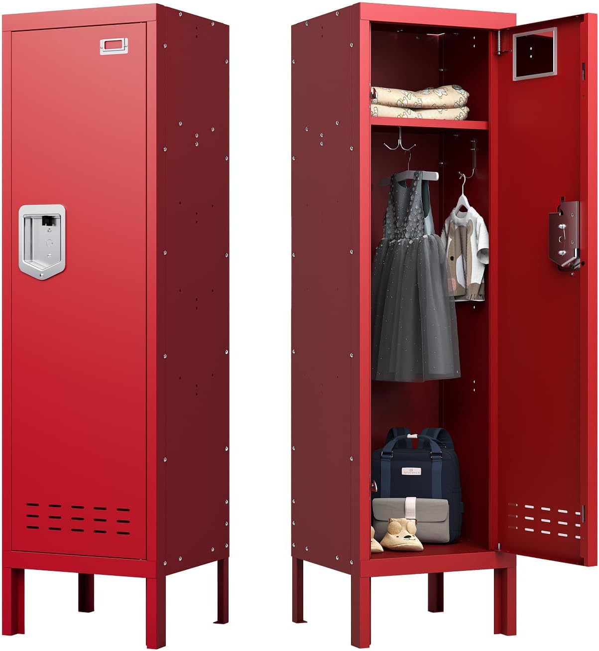 Red Single Door Lockable Metal Storage Locker