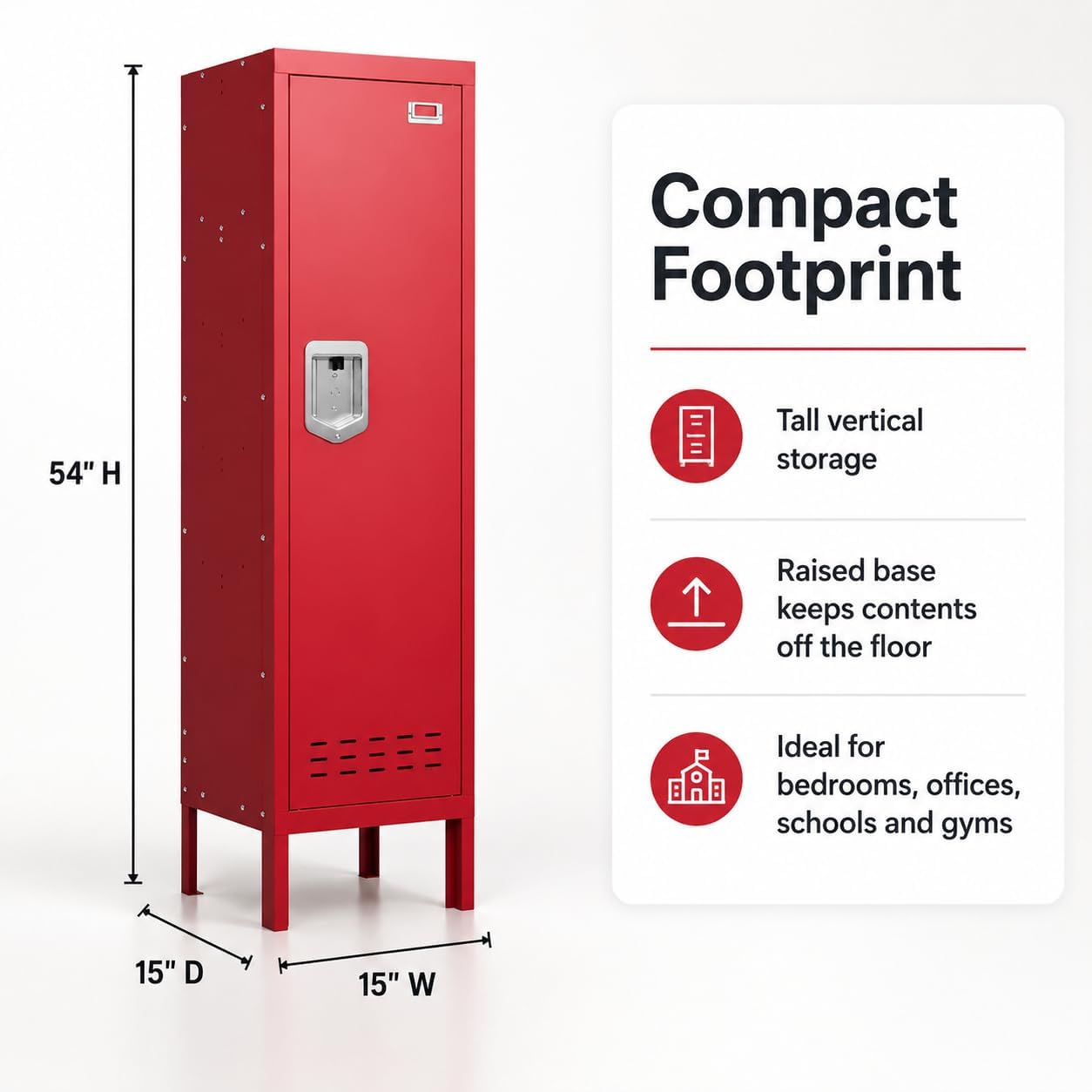 Red Single Door Lockable Metal Storage Locker