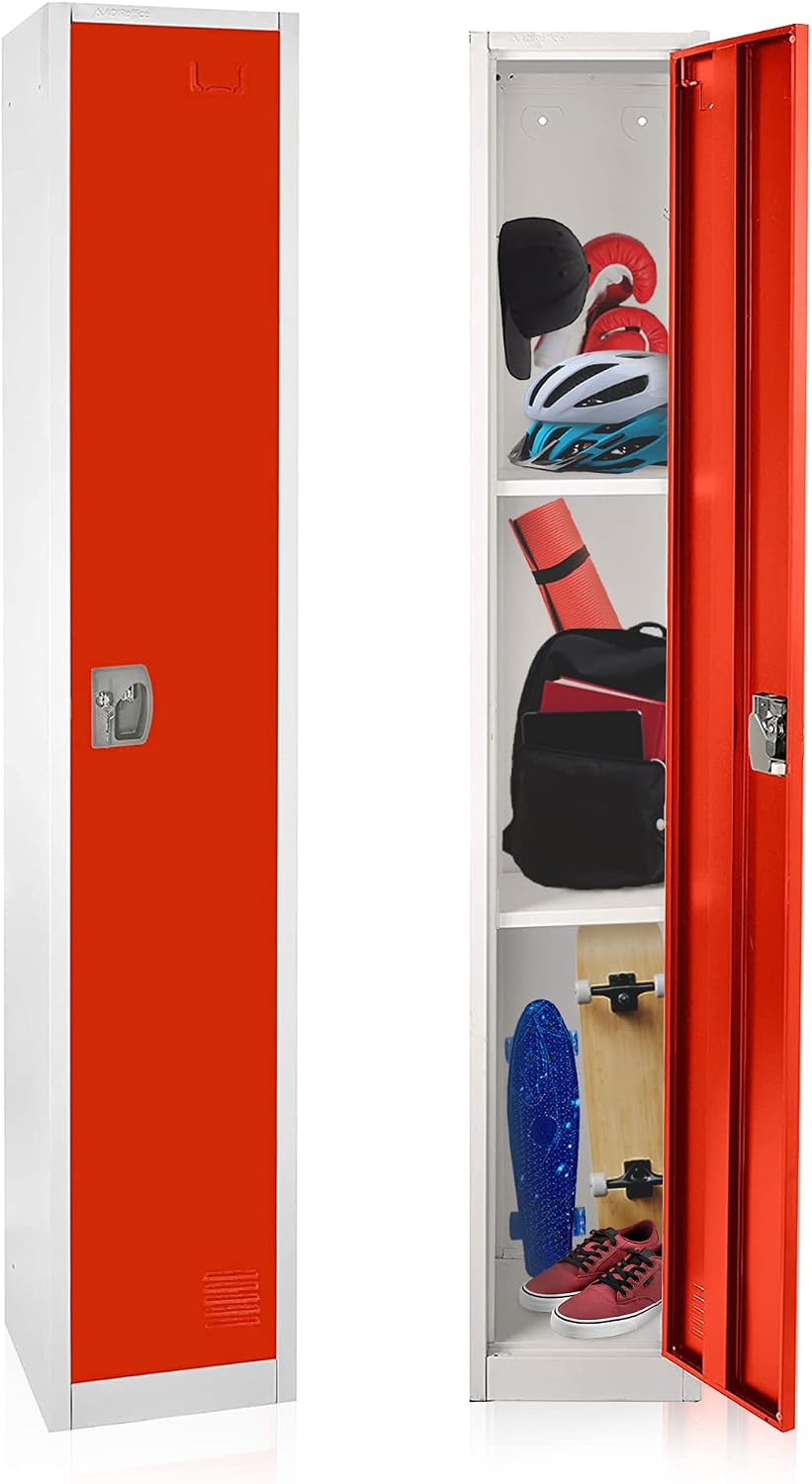 Red Single Tier Metal Storage Locker