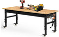 Rolling Rubberwood Adjustable Workbench