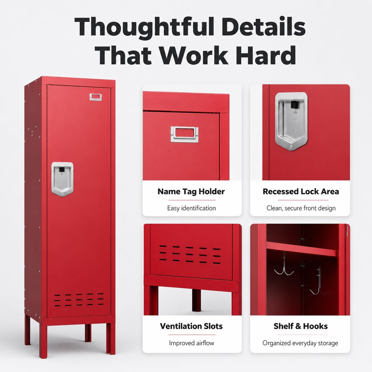 Red Single Door Lockable Metal Storage Locker
