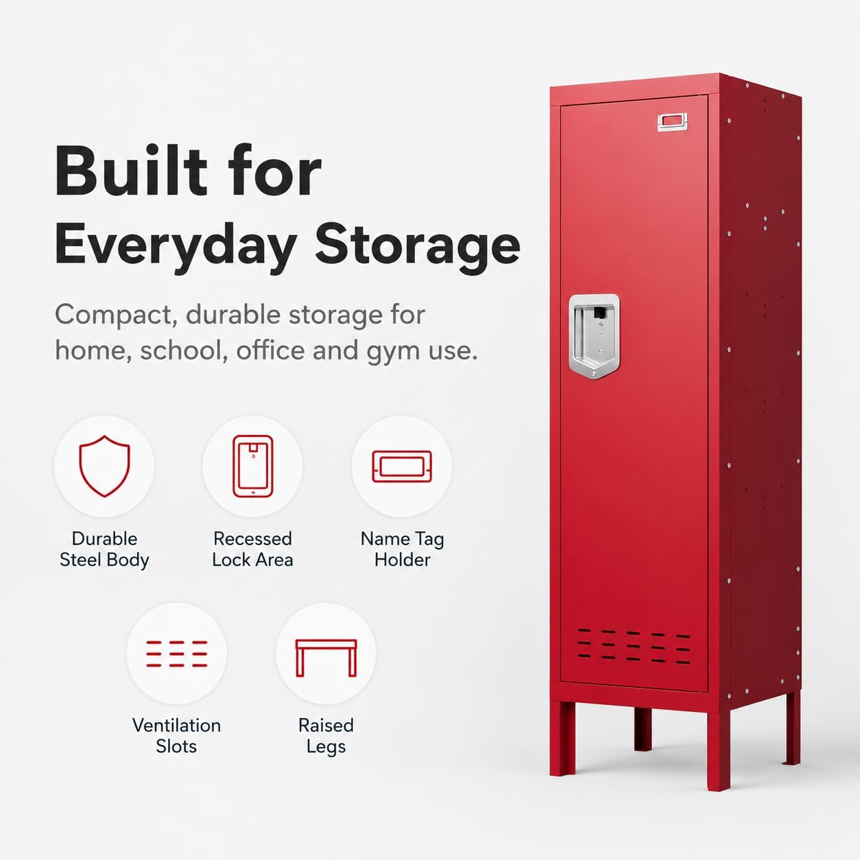 Red Single Door Lockable Metal Storage Locker