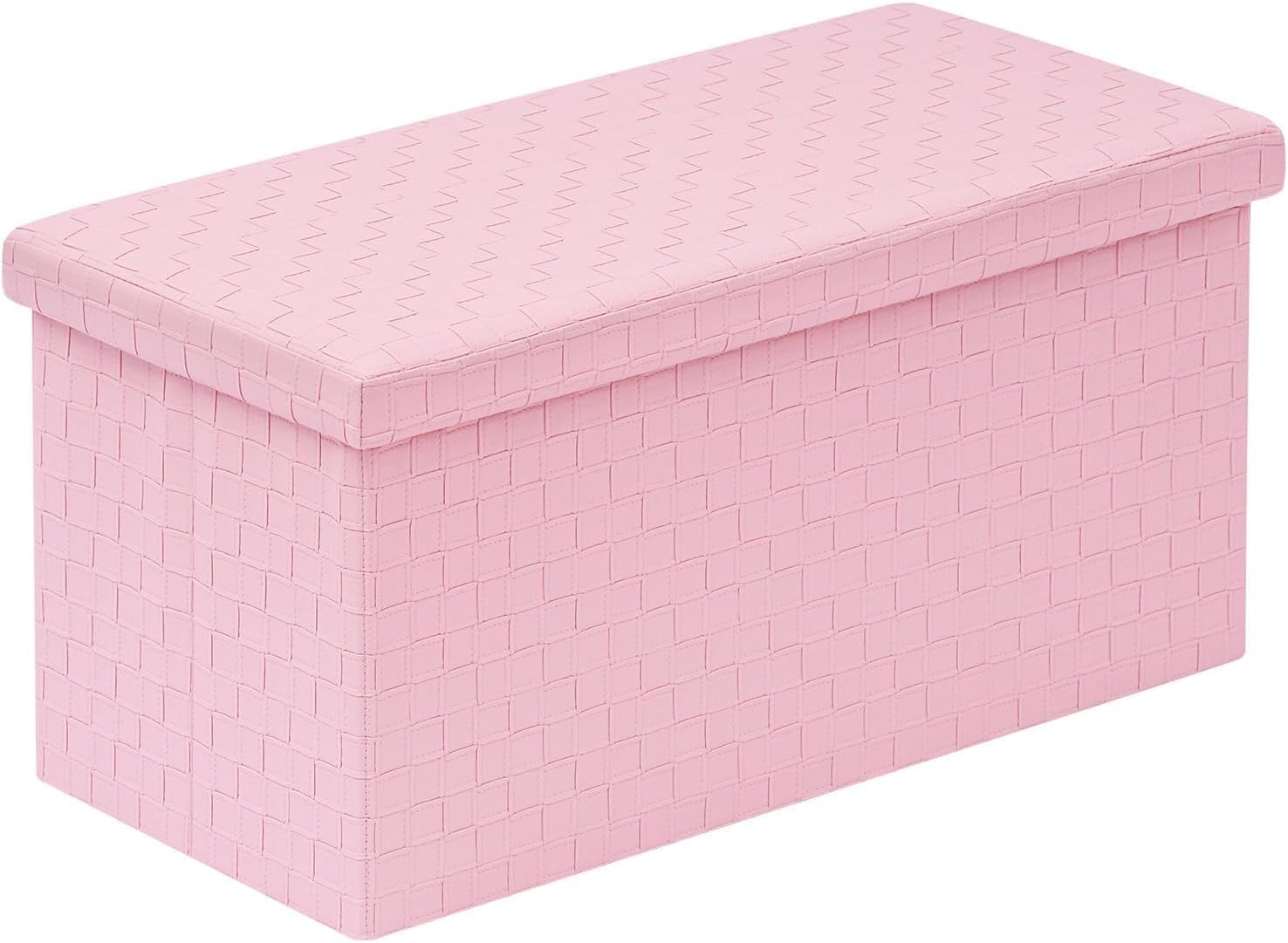 Pink Faux Leather Storage Ottoman Bench