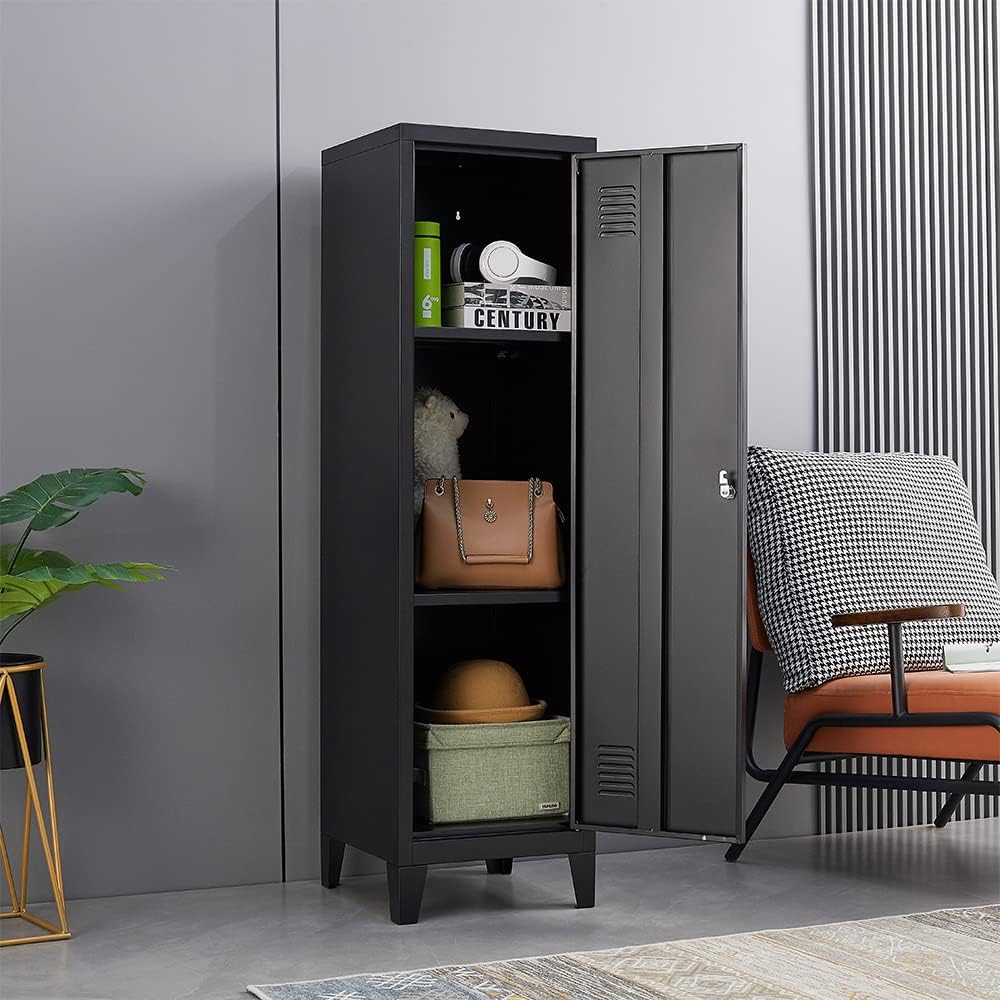 Black Single Door Metal Storage Locker