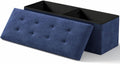 Navy Blue 43 Inch Storage Ottoman Bench