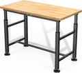 47.5 Inch Adjustable Rubberwood Heavy Duty Garage Workbench