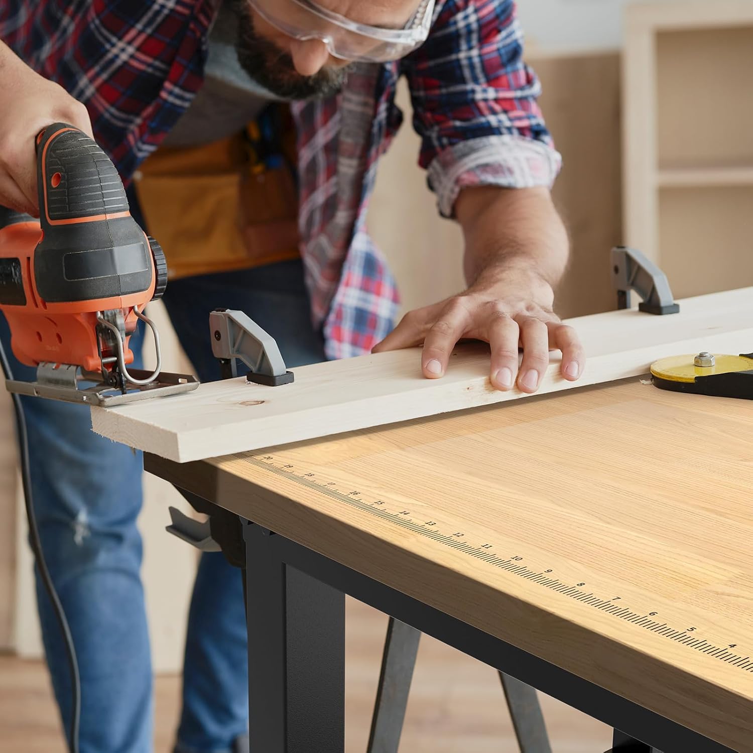 Rolling Adjustable Rubberwood Workbench