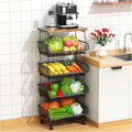 5-Tier Rolling Metal Wire Kitchen Storage Cart