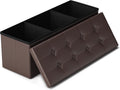Brown Faux Leather Storage Ottoman Bench