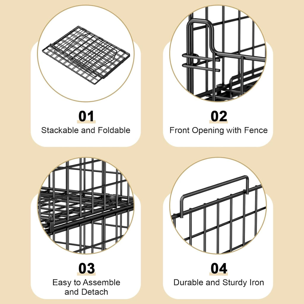 Black 4-Tier Foldable Metal Closet Storage Baskets