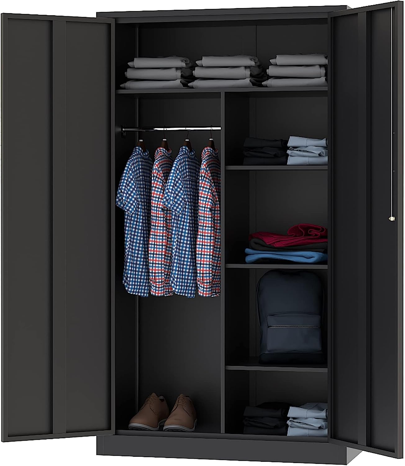 Black Lockable Steel Clothing Storage Wardrobe Locker