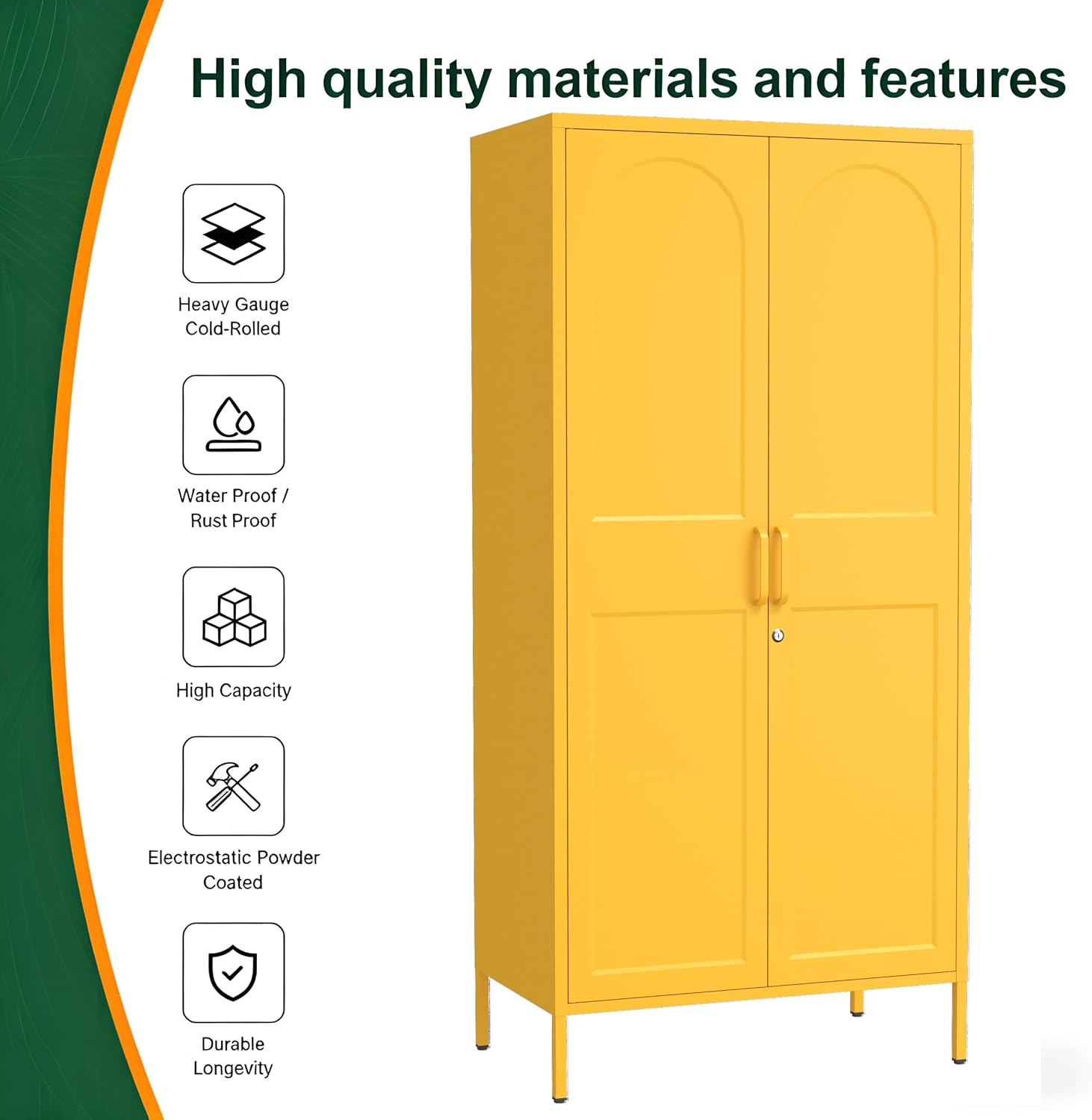 Yellow Lockable Steel Clothing Wardrobe Locker