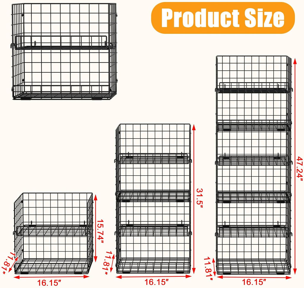 6-Tier XXL Stackable Metal Wire Pantry Storage Baskets