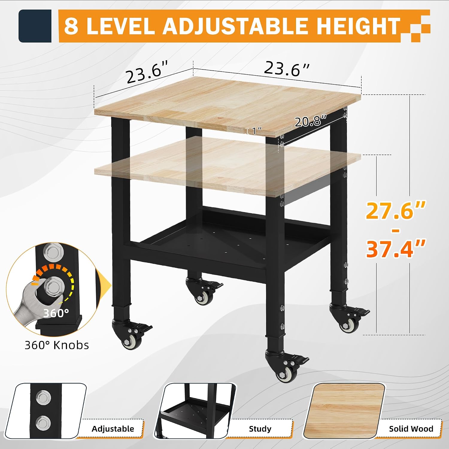 Small Rubberwood Adjustable Workbench