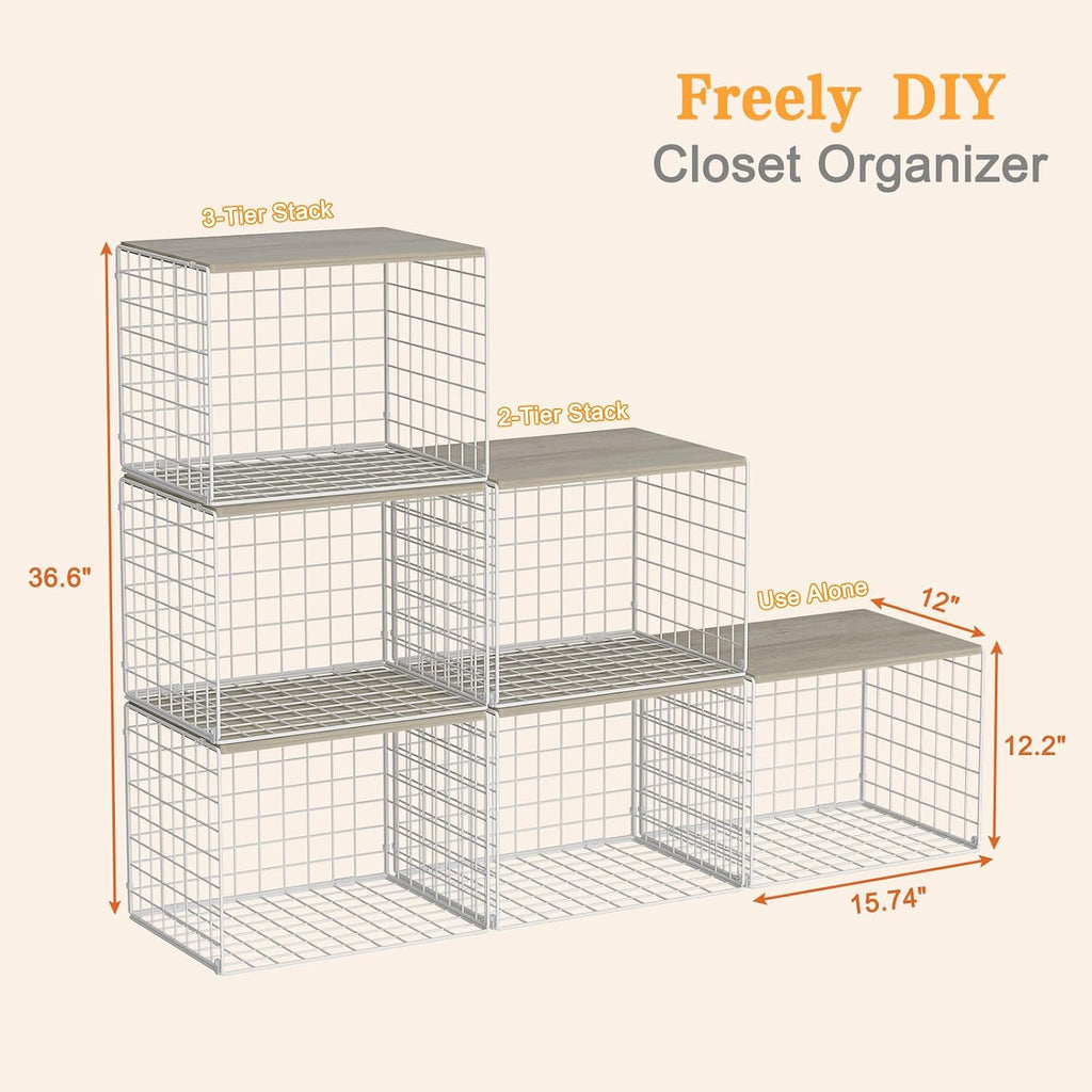 White Stackable Metal Closet Storage Organizer Shelves