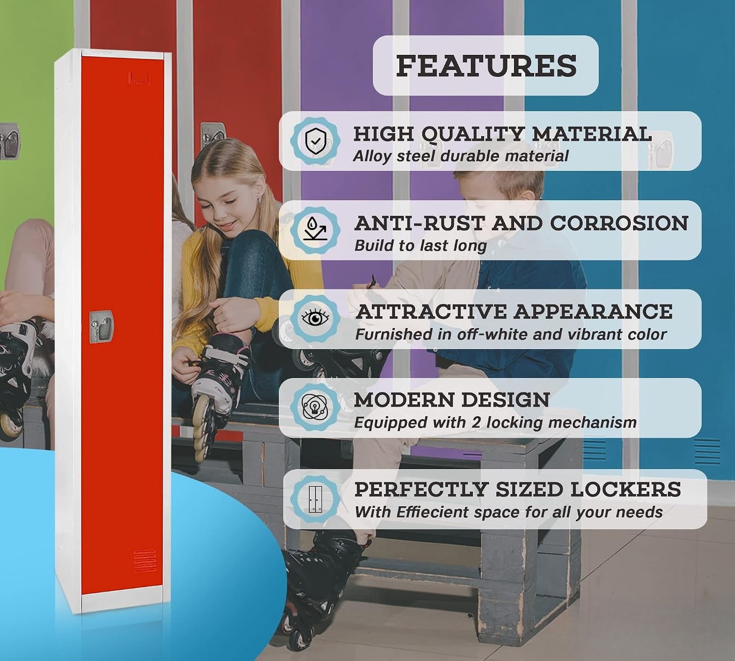 Red Single Tier Metal Storage Locker