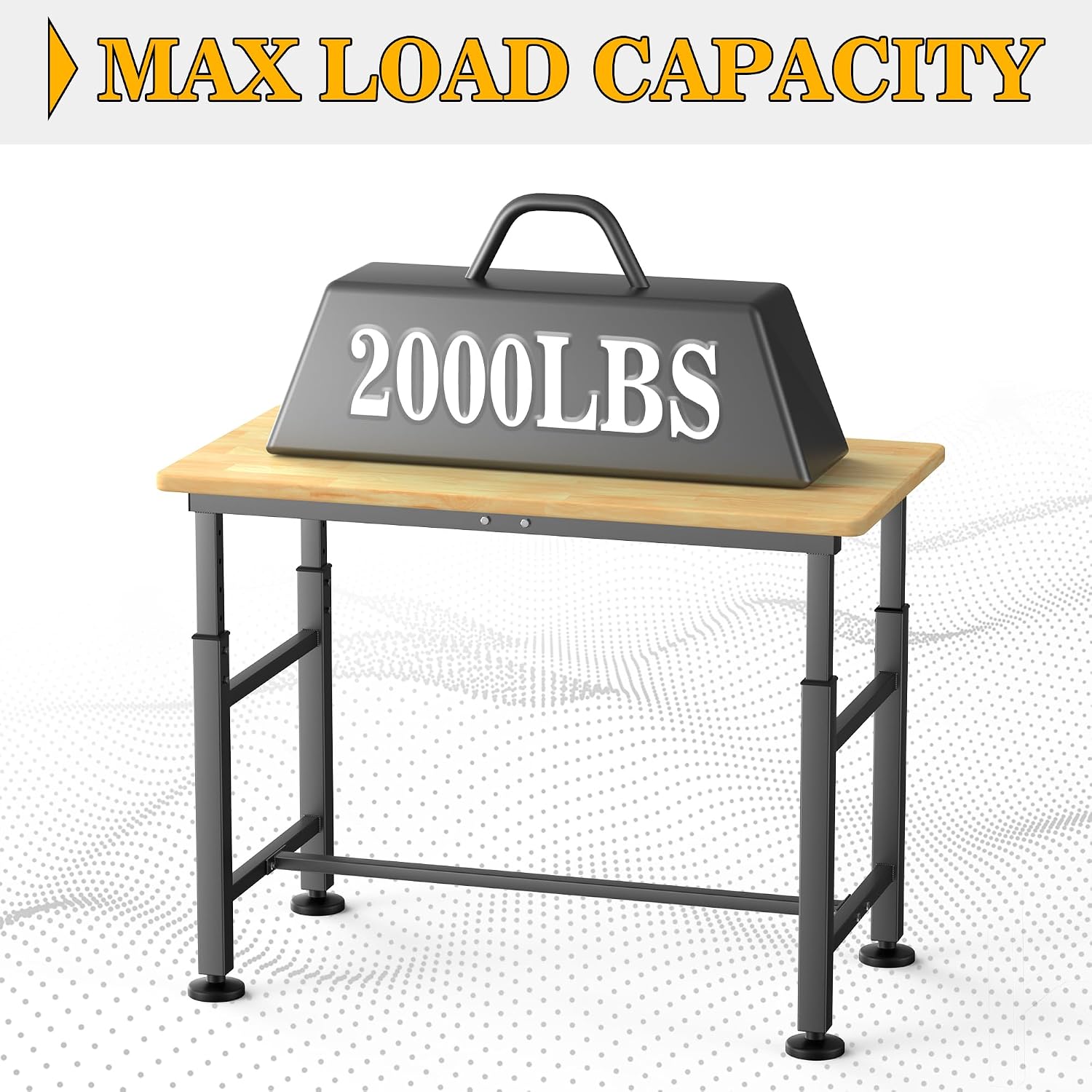 47.5 Inch Adjustable Rubberwood Heavy Duty Garage Workbench