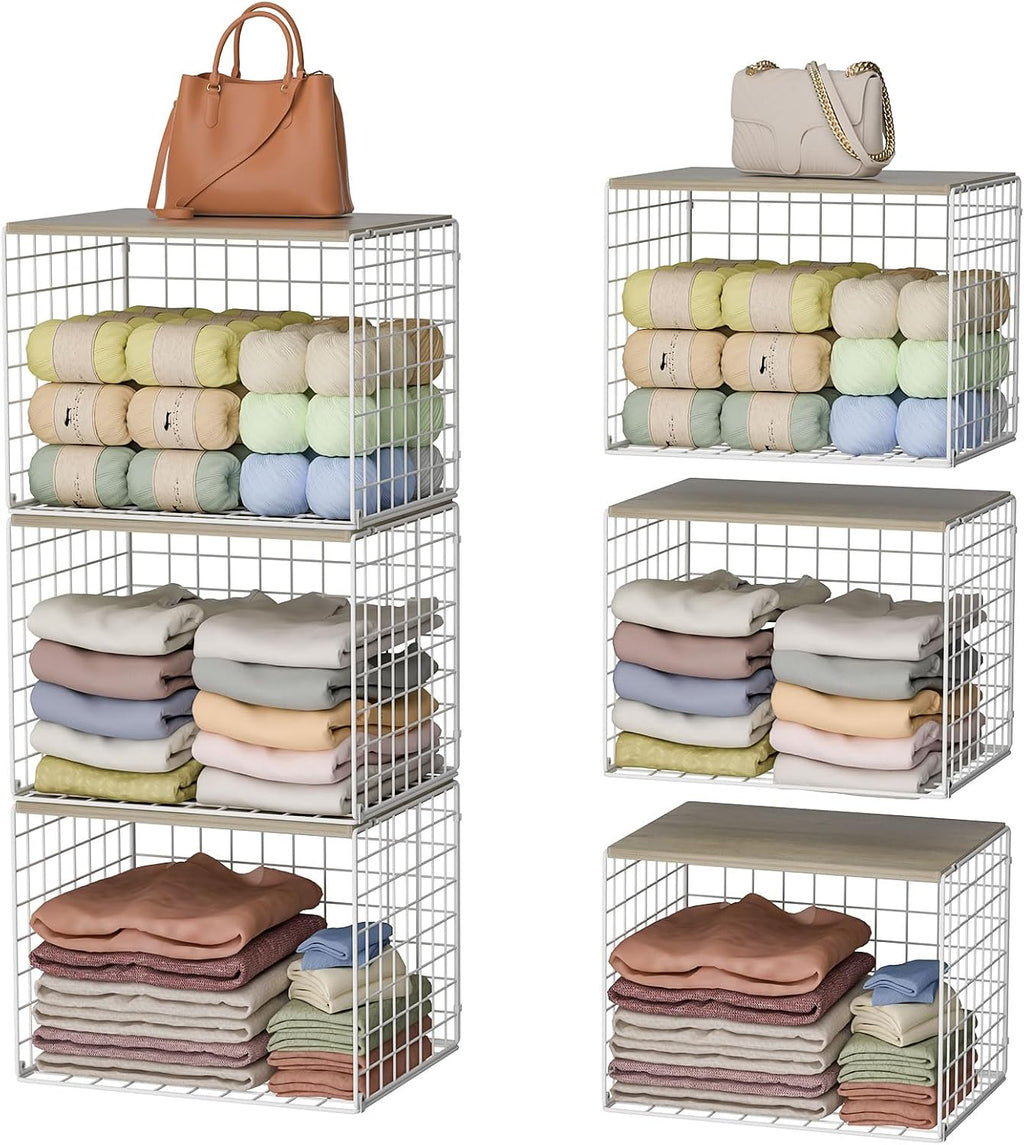White Stackable Metal Closet Storage Organizer Shelves