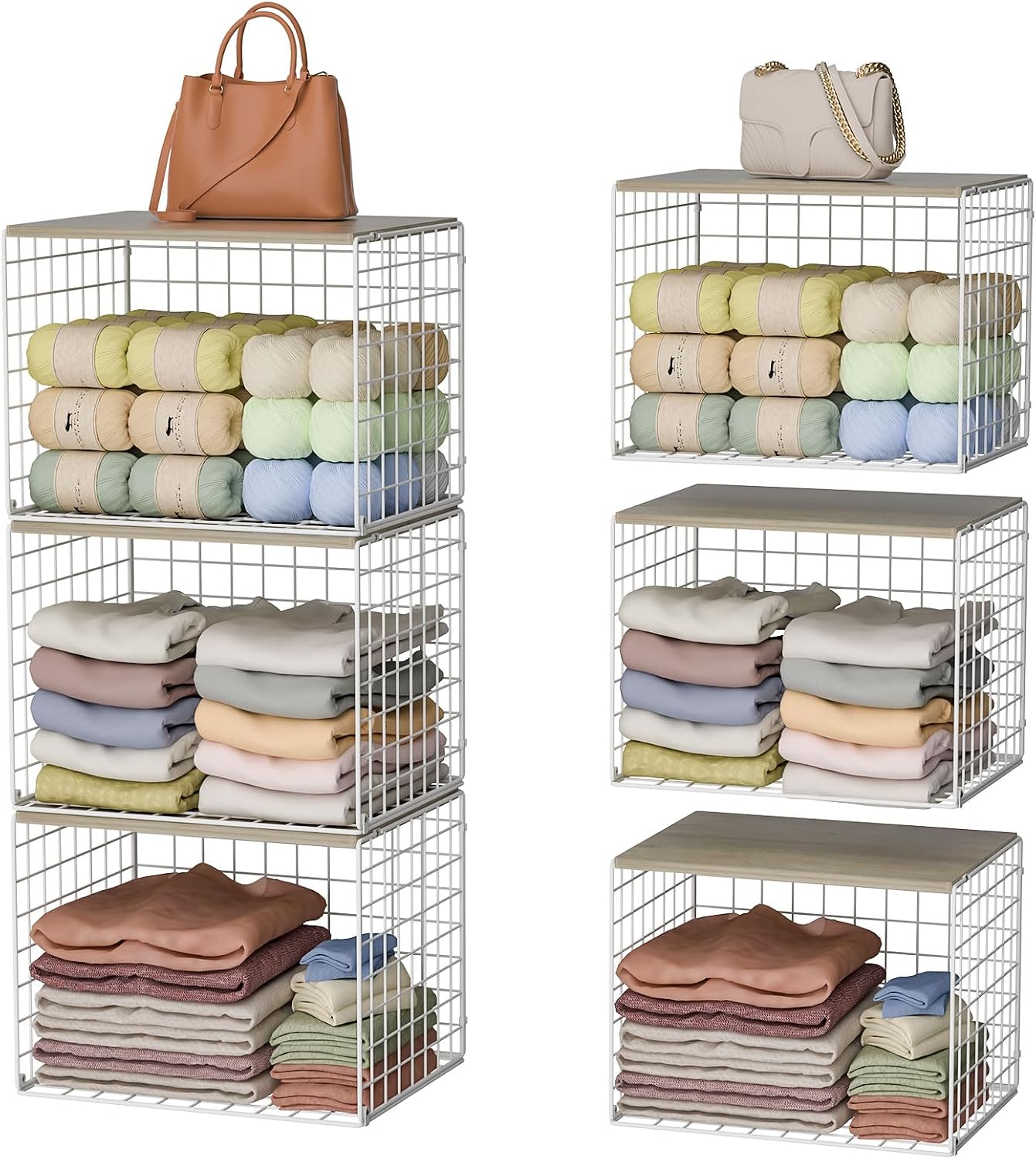 White Stackable Metal Closet Storage Organizer Shelves
