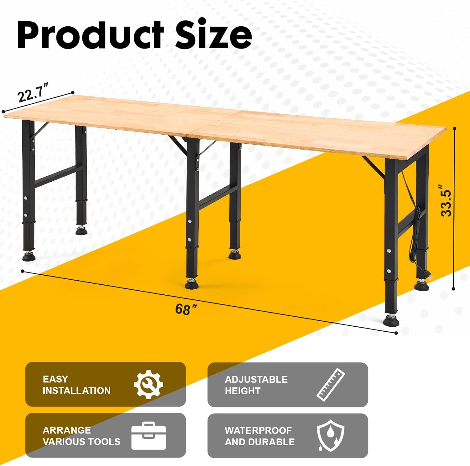 Adjustable Rubberwood Workbench