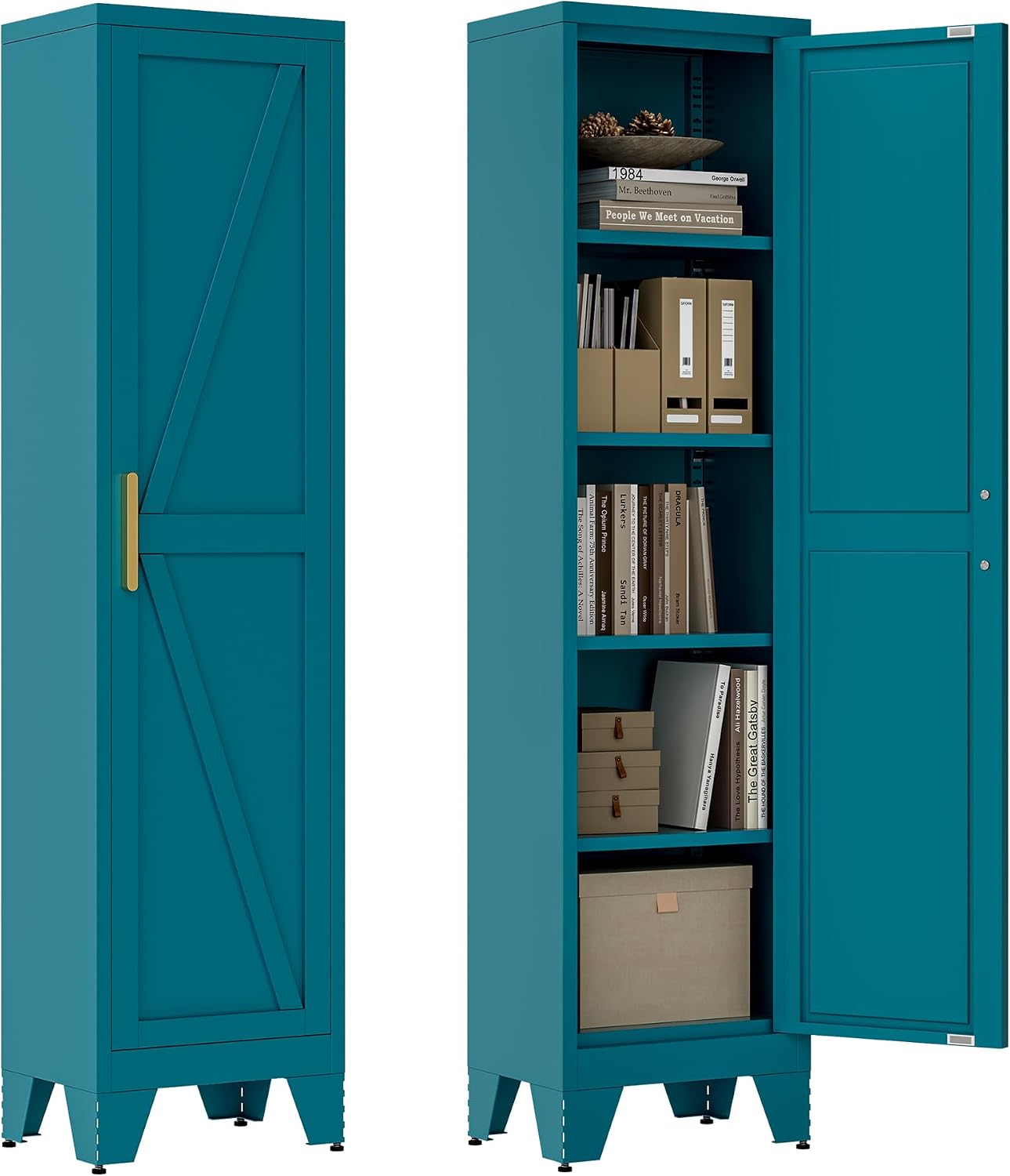 Peacock Blue Farmhouse Metal Storage Cabinet