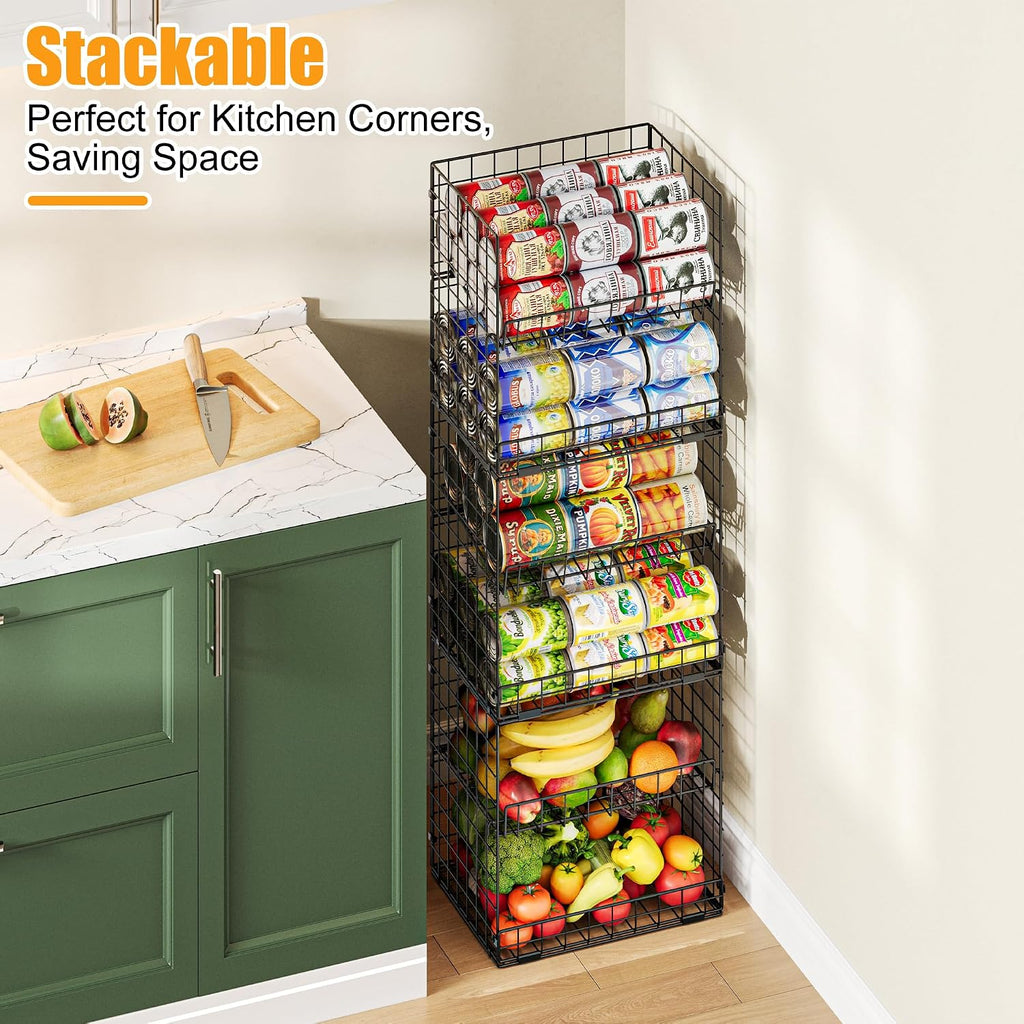 6-Tier XXL Stackable Metal Wire Pantry Storage Baskets