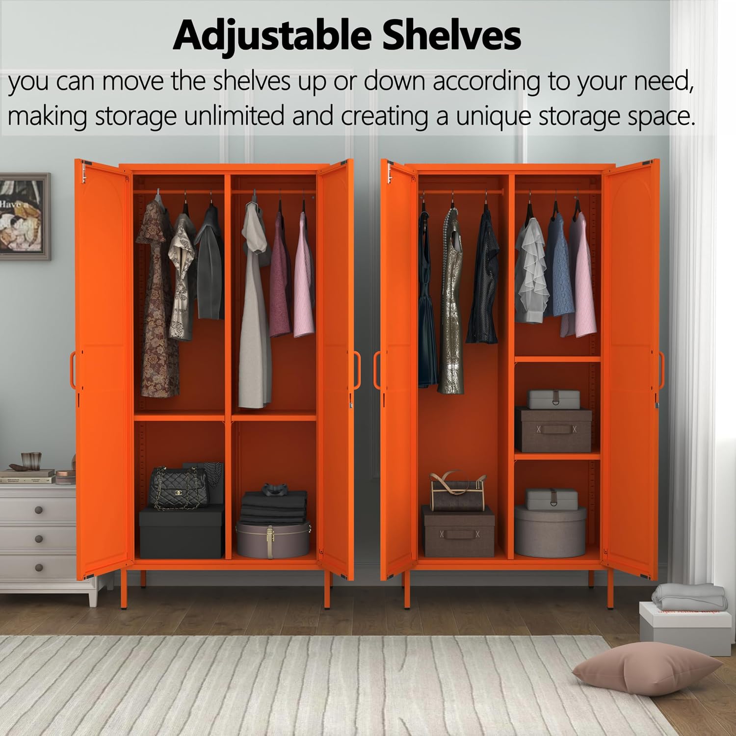 Orange Lockable Steel Clothing Wardrobe Locker
