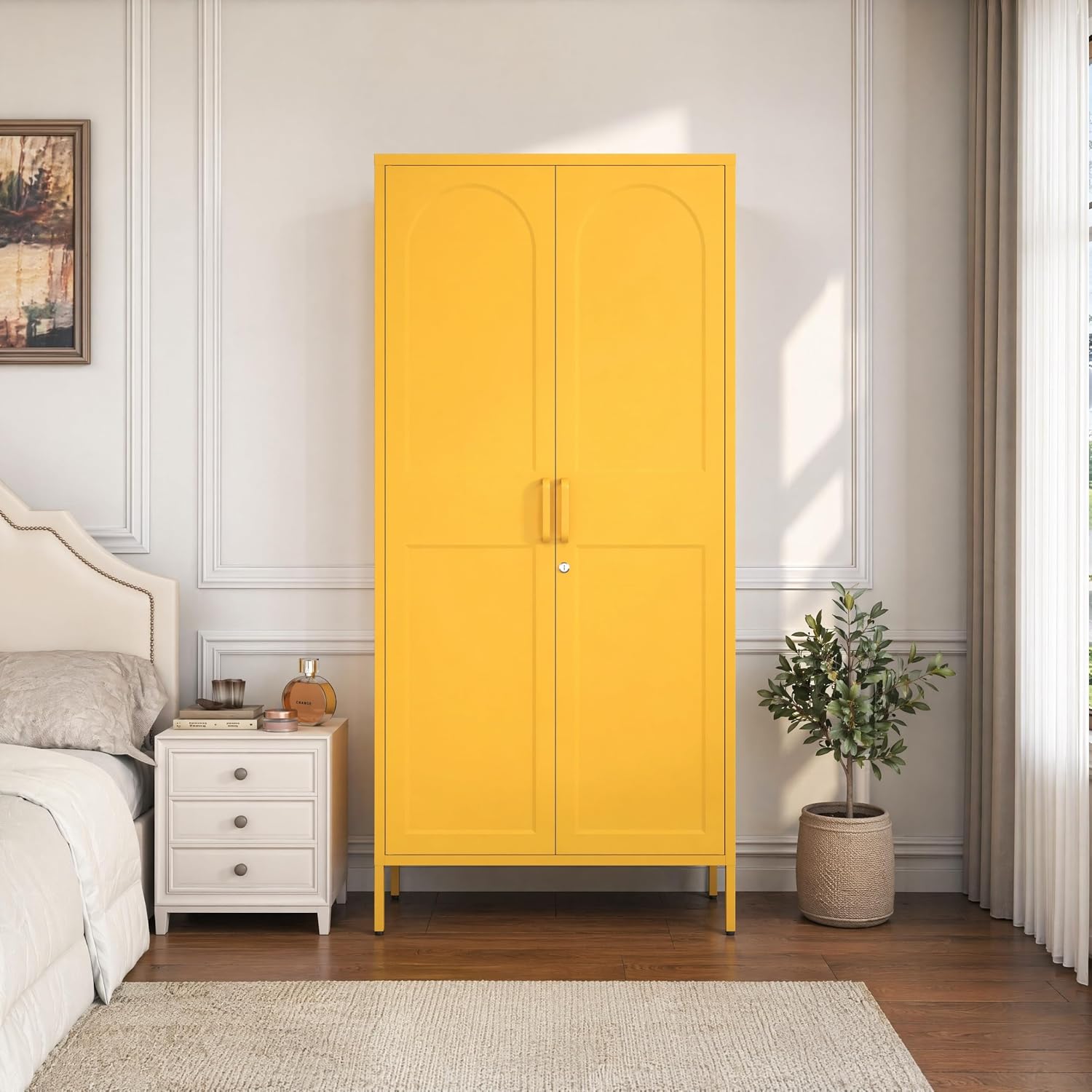 Yellow Lockable Steel Clothing Wardrobe Locker