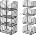 Black 4-Tier Foldable Metal Closet Storage Baskets