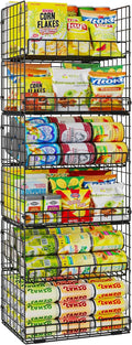 6-Tier XXL Stackable Metal Wire Pantry Storage Baskets