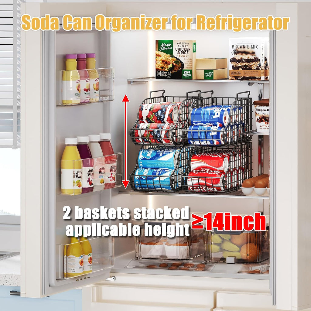 8-Pack Stackable Metal Wire Pantry Can Organizer Racks