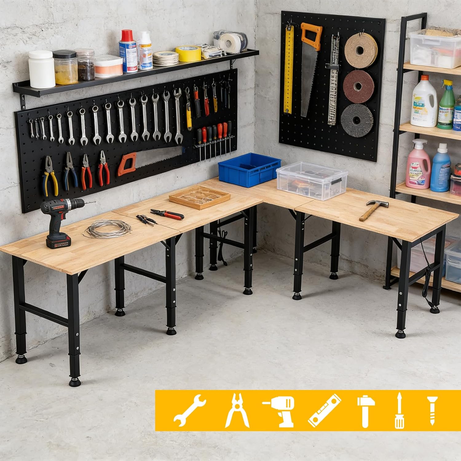 Adjustable Rubberwood Workbench