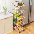 White 5-Tier Stackable Metal Wire Fruit Vegetable Storage Stand