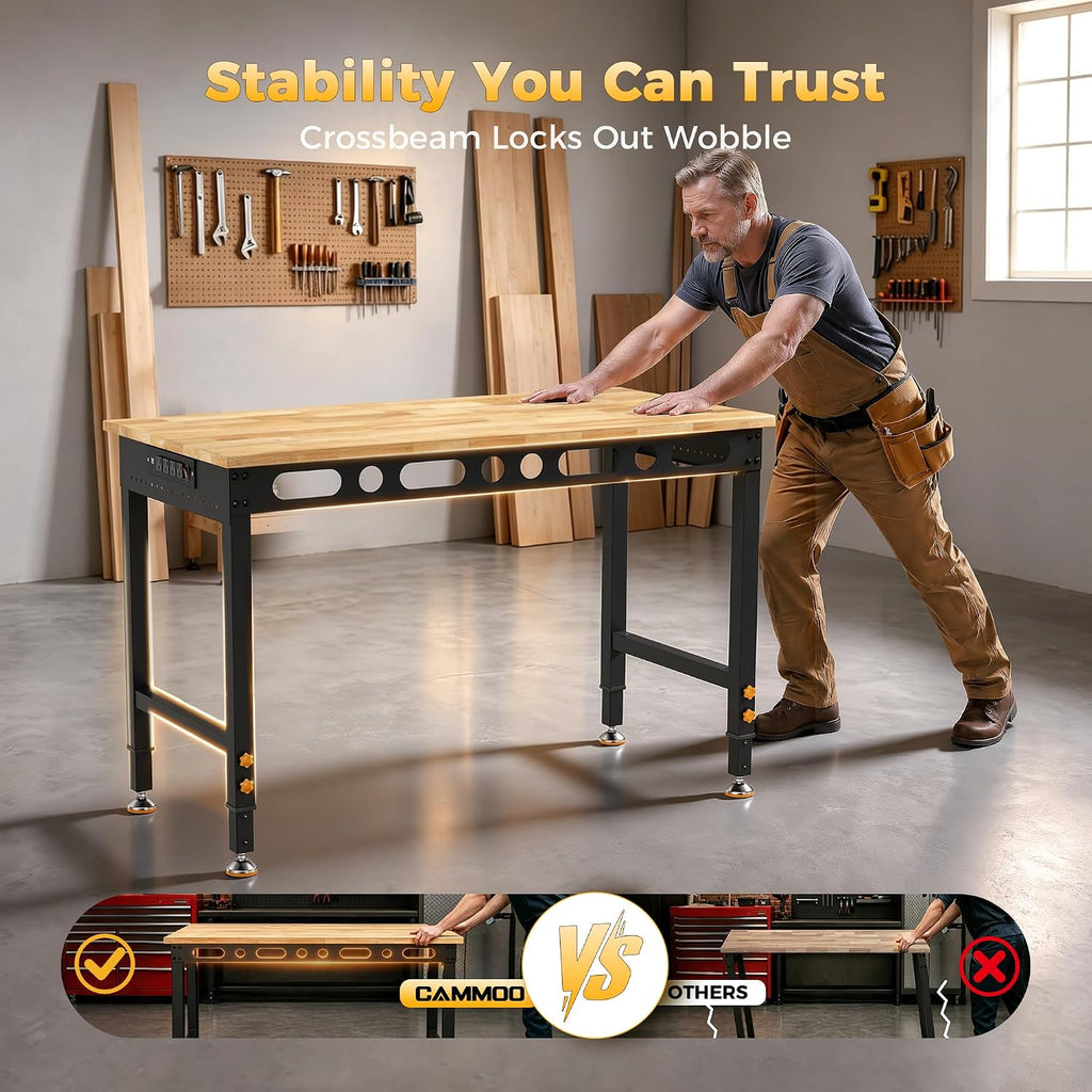 Rubberwood Adjustable Garage Workbench