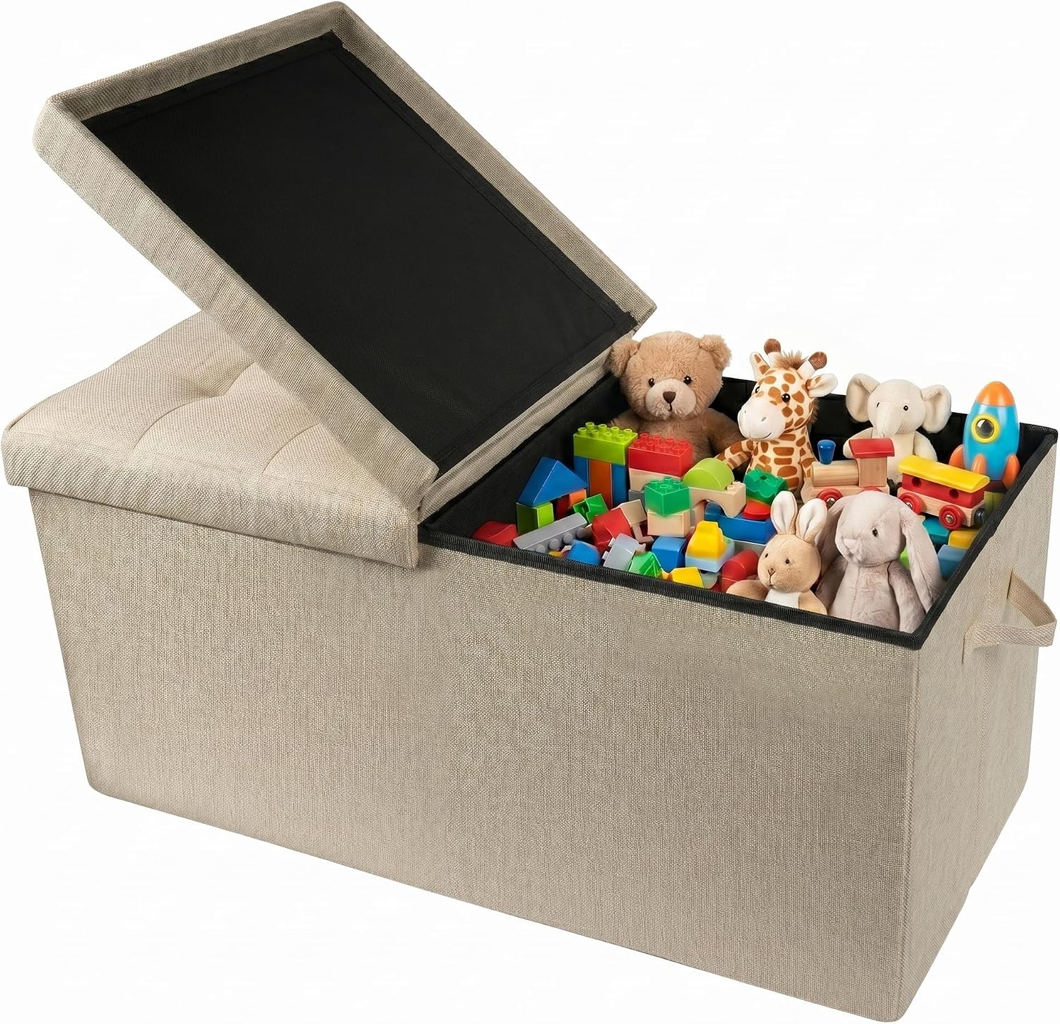 Collapsible Large Toy Storage Ottoman Bench
