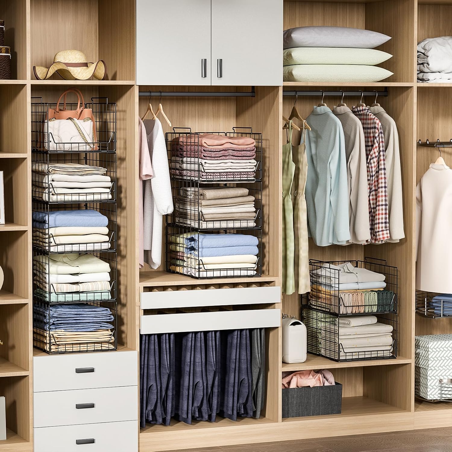 Black 5-Tier Foldable Metal Wire Closet Storage Organizer