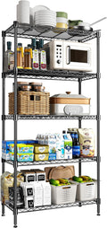 Black 5-Tier Heavy Duty Adjustable Metal Wire Storage Shelving